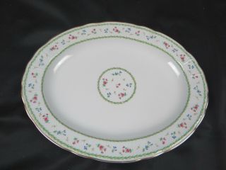 Bernardaud Limoges Artois Green Versailles Oval Serving Platter Plate Dish 15 "