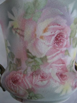 Vintage Royal Bayreuth Bavaria Pink Rose Tapestry Vase Flower Pot Planter 2