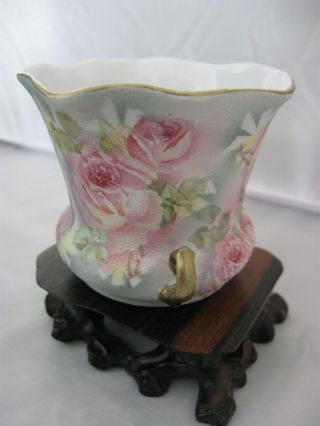 Vintage Royal Bayreuth Bavaria Pink Rose Tapestry Vase Flower Pot Planter 4