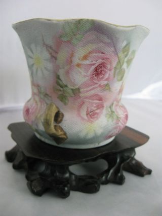 Vintage Royal Bayreuth Bavaria Pink Rose Tapestry Vase Flower Pot Planter 5