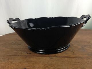 Vintage Black Amethyst Fostoria Mayfair Art Deco Serving Bowl S - 4