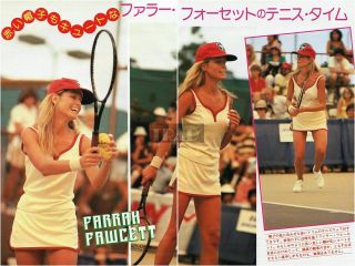 Farrah Fawcett Playing Tennis 1980 Japan Picture Clippings 2 - Sheets Oa1/z