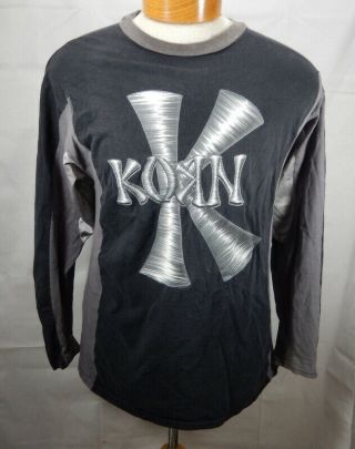 Mens Xl (fits Like A Large) Black Gray Korn Long Sleeve Shirt Mesh Armpits