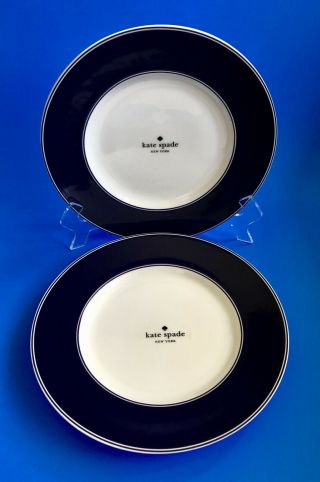 Kate Spade Nag’s Head Navy Blue & White 9.  5” Accent Plates - Set Of 2 -