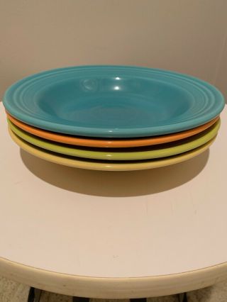 Fiesta Ware 4 Multi Color Pasta Bowls 9”