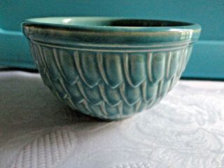 Rare Vintage Mccoy Pottery Small Mixing Bowl Fish Scale Feathers Pattern