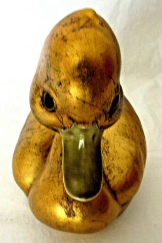 Vintage Anthony Freeman Mcfarlin Duck Gold Leaf California Pottery Usa Ceramic