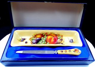 Aynsley Orchard Gold 8 1/2 " Long Tray And Letter Opener Boxed Set