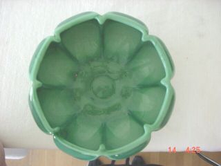1930 ' s FENTON Mongolian Green Slag Art Glass Melon Shaped Bowl 2