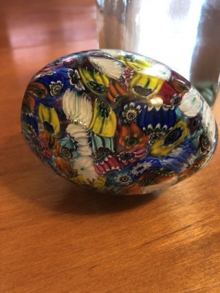 Antique Glass Millefiori Paperweight Egg Shape - Brilliant Burst Color 4