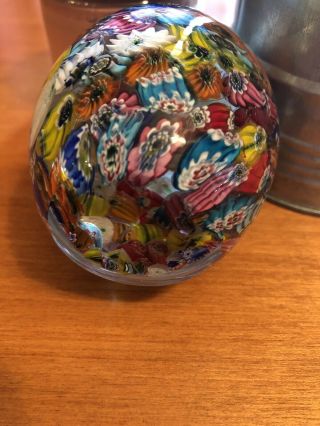 Antique Glass Millefiori Paperweight Egg Shape - Brilliant Burst Color 8
