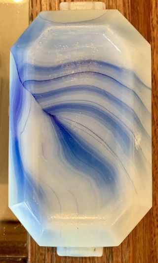 Akro Agate (2) Tab Rectangular Slag Swirl Glass Ashtrays (2 Qty) 6