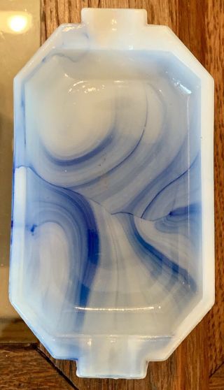 Akro Agate (2) Tab Rectangular Slag Swirl Glass Ashtrays (2 Qty) 7