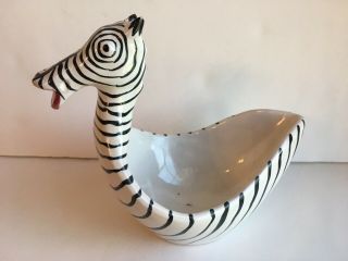 Aldo Londi Bitossi Italy Mid Century Large Zebra Bowl Pottery Dish 6 " X