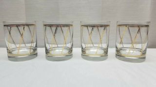 Vintage Mid Century Modern Georges Briard Cocktail Glasses Low Ball Gold Tumbler