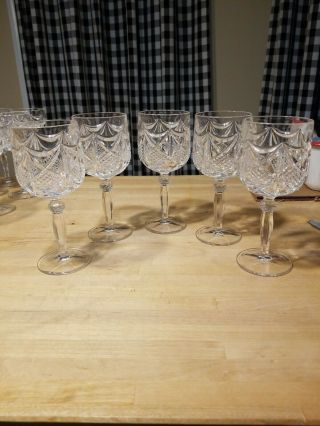 Vintage Decorative Clear Crystal Wine Glasses Brought From Germany.  Set Of 5