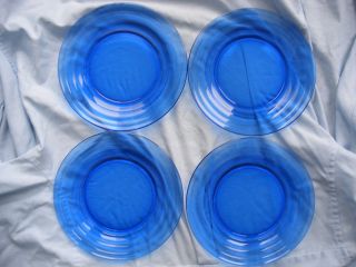 Four Cobalt Blue Moderntone 8 - 7/8 Inch Dinner Plates Near To