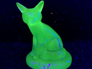 Blue Vaseline Glass Sly Fox Figurine Uranium Cobalt Paperweight Animal Gray Boyd