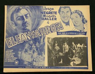 Jorge Negrete El Fanfarron Emilio Fernandez Mexican Lobby Card 1938 Re