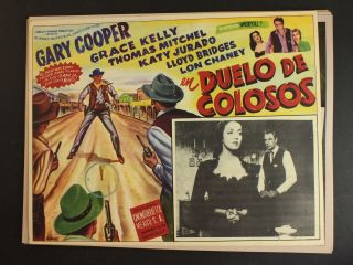 1952 High Noon Mexican Western Movie Lobby Card Gary Cooper Grace Kelly