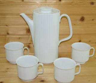 Rosenthal Variation Coffee Pot,  8 ",  With Lid & (4) Cups,  2 5/8 "