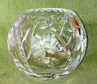 Lead Crystal Bud Vase Cut Etched Glass Candy Nut Bowl Rose Bud Vase 5 Inch X 6in