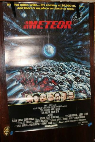 1979 Meteor Movie Poster Folded 27 " X 41 " Sean Connery Natalie Wood