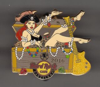 Hard Rock Cafe Pin: Barcelona 2016 Pirate Girl Lying In Pirate Chest Le250