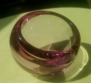 Vintage 1960s Rare Purple Viking Orb Ashtray Globe Art Glass Retro Swanky Mcm