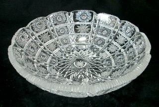 Czech/bohemian Queen Anne Pattern Cut Crystal Glass 10 1/2 " Bowl / Centerpiece