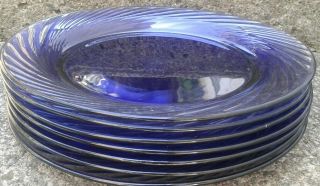 Set Of 7 Vintage Pyrex Festiva Swirl Purple Amethyst 7.  5 " Salad Plates Usa Made