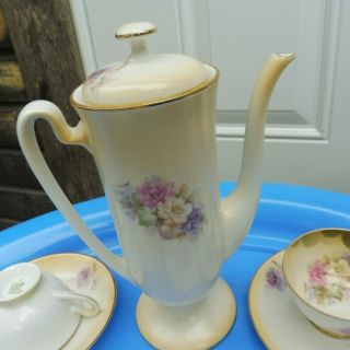 Antique R.  S.  Prussia Royal Silesia Porcelain HOT CHOCOLATE TEA POT CUPS SAUCERS 2