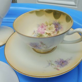Antique R.  S.  Prussia Royal Silesia Porcelain HOT CHOCOLATE TEA POT CUPS SAUCERS 3