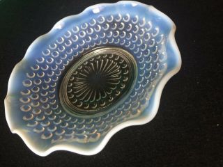 Vintage Moonstone Hobnail SET OF 8 Dishes/ Bowls Blue Opalescent 8
