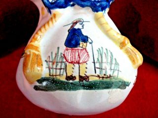 Small Antique Vase - French Faience Pottery - Breton Man - - Vintage Quimper? - CHARMING 4