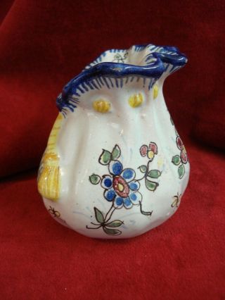Small Antique Vase - French Faience Pottery - Breton Man - - Vintage Quimper? - CHARMING 7