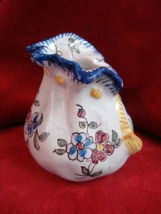 Small Antique Vase - French Faience Pottery - Breton Man - - Vintage Quimper? - CHARMING 8