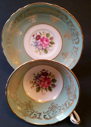 Paragon Sage Green Floral Tea Cup And Saucer - 2 Available