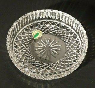 Vtg.  Waterford Crystal Colleen Wine Bottle Coaster/ Round Butter Dish Signed 5 "
