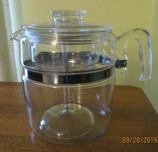 Vintage Pyrex Flameware Glass Coffee Percolator 9 Cup 7759 - B Complete
