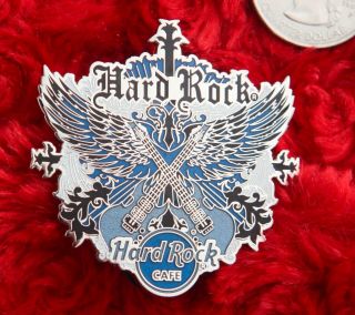 Hard Rock Cafe Pin Online Cross Winged Guitars Le100 Blue Logo Angel Xl