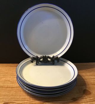 Set Of 5 Trend Pacific Earthstone Blue Reef Dinner Plates 10.  25” Euc