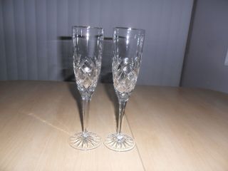 Two Fully Cut,  Crystal Long Stem 8.  6/8 " Tall Wine/champagne Flute Glass