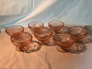 7 Vintage Pink Sharon Depression Glass Sherbets