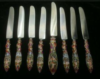 Capodimonte Fruit Knives With Cherub Handles & Stainless Steel Blades (8) Knives
