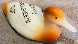 Fenton Glass Mallard Duck - Airbrushed & Sand Carved Halloween - Rosso Usa