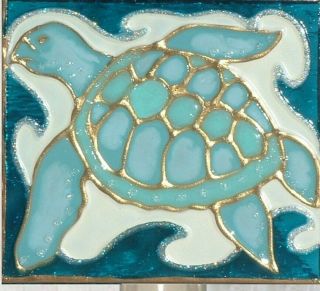 Decorative Sea Turtle Night Light Wall Plug In Unique Beach Stain Art Glass Gift