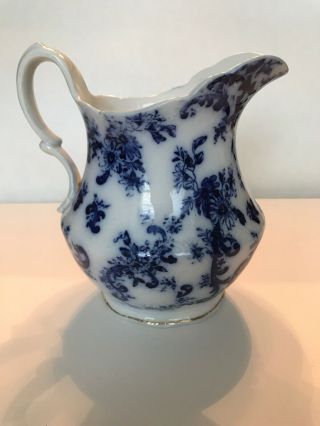 Antique Flow Blue Paisley Pitcher Mercer Trenton Nj American Pottery Co 1870 