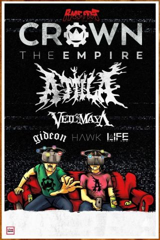 Crown The Empire | Attila Tour 2019 Ltd Ed Rare Poster,  Metal Rock Poster