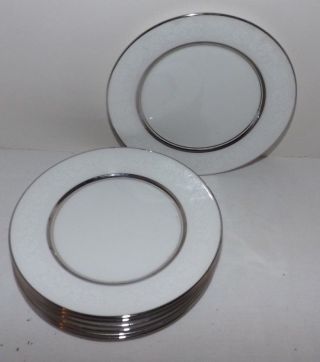 (set Of 7) Lenox Oxford Bone China White Echo 6 1/2 " Bread Plates (made In Usa)